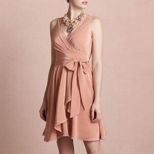 Anthropologie Quillaree Silk Blend Wrap Dress Romantic Cocktail Hem Balletcore 0